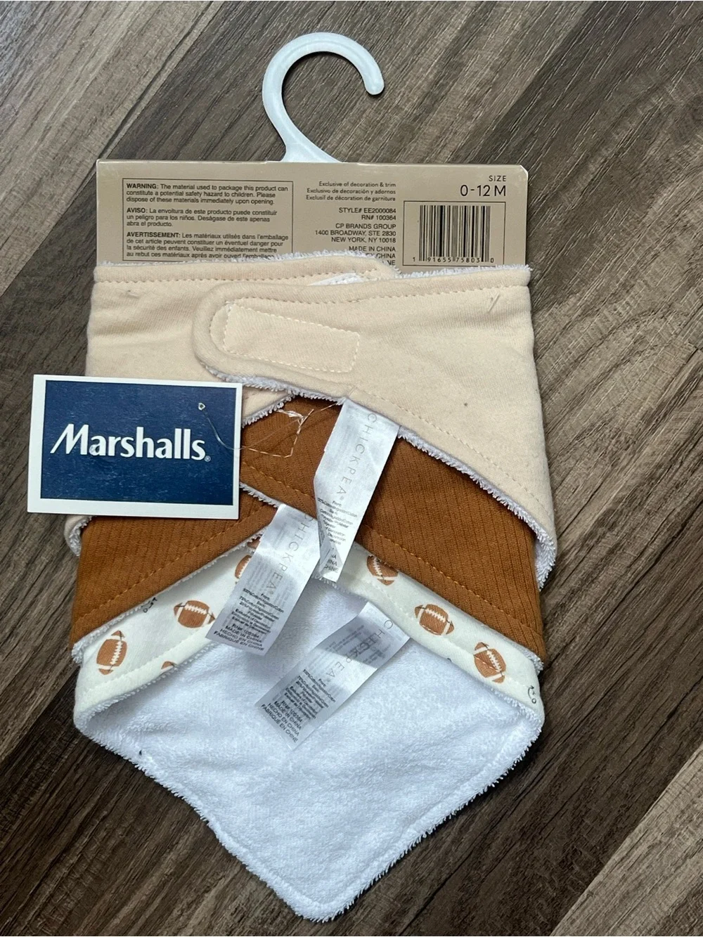 Chickpea Football Baby Bib 3 Pack 0-12 Month